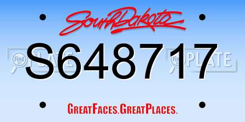S648717 South Dakota License Plate