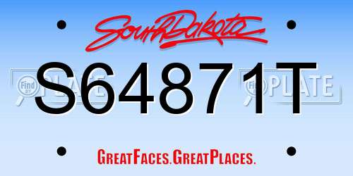 S64871T South Dakota License Plate