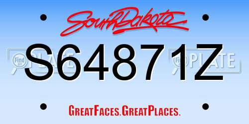 S64871Z South Dakota License Plate