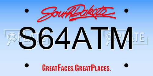 S64ATM South Dakota License Plate