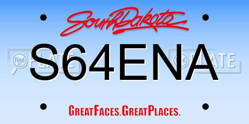 S64ENA South Dakota License Plate