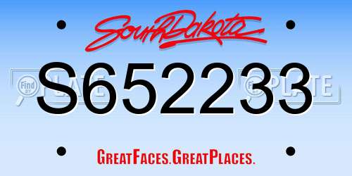 S652233 South Dakota License Plate
