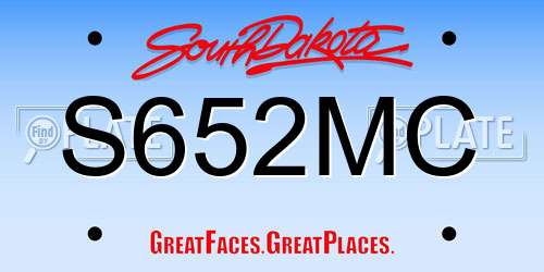 S652MC South Dakota License Plate