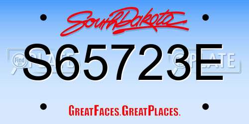 S65723E South Dakota License Plate