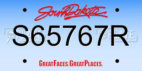 S65767R South Dakota License Plate