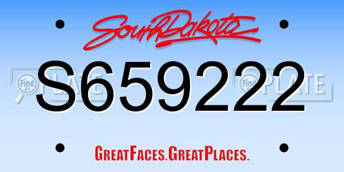 S659222 South Dakota License Plate