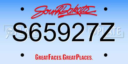 S65927Z South Dakota License Plate