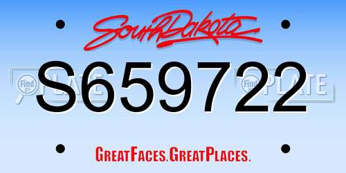 S659722 South Dakota License Plate