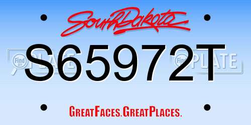 S65972T South Dakota License Plate