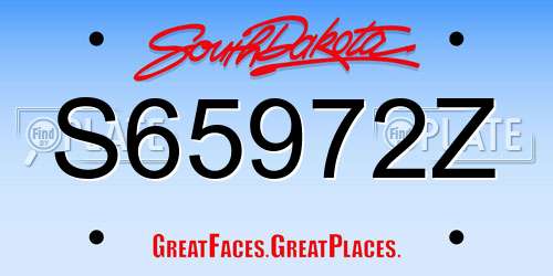 S65972Z South Dakota License Plate
