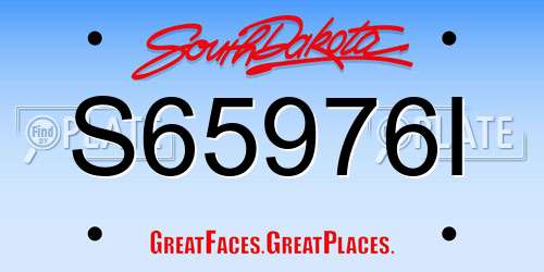 S65976I South Dakota License Plate