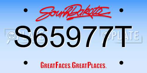 S65977T South Dakota License Plate