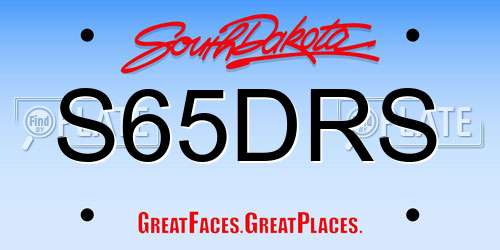 S65DRS South Dakota License Plate