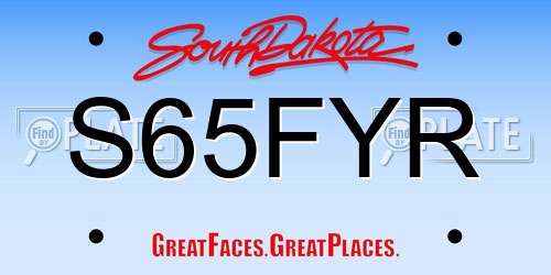 S65FYR South Dakota License Plate