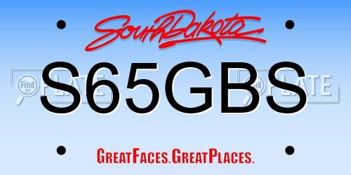 S65GBS South Dakota License Plate