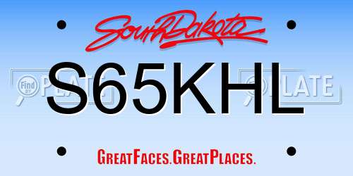 S65KHL South Dakota License Plate