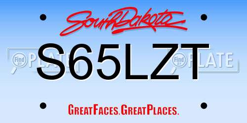S65LZT South Dakota License Plate