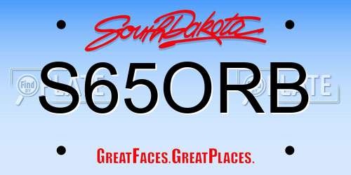 S65ORB South Dakota License Plate