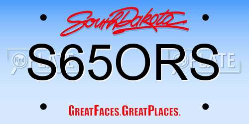 S65ORS South Dakota License Plate