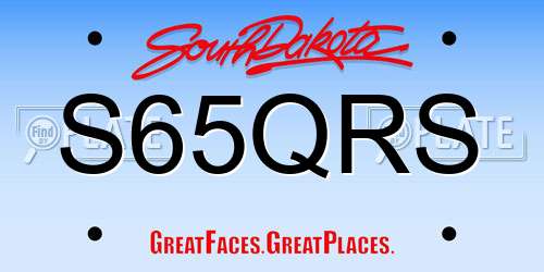 S65QRS South Dakota License Plate