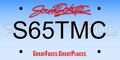 S65TMC South Dakota License Plate