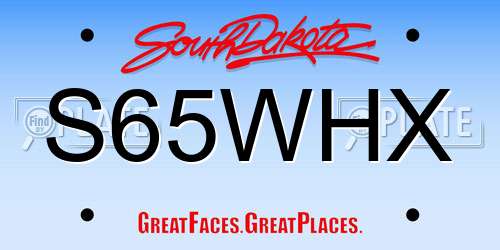 S65WHX South Dakota License Plate