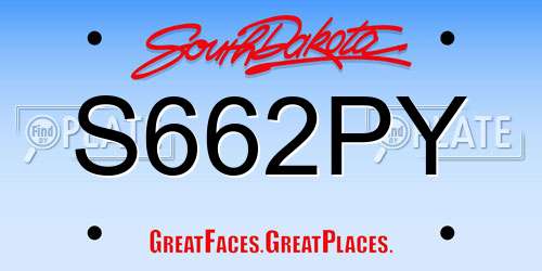 S662PY South Dakota License Plate