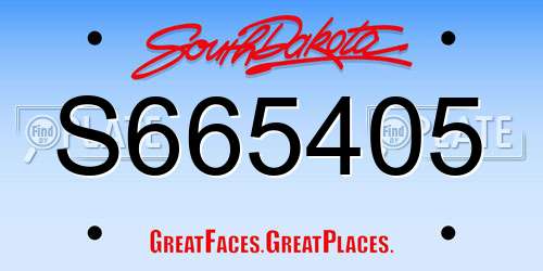 S665405 South Dakota License Plate