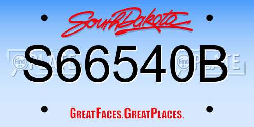 S66540B South Dakota License Plate