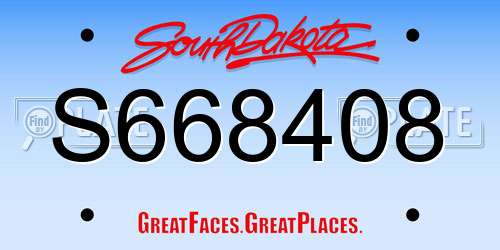 S668408 South Dakota License Plate