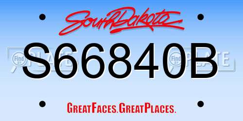 S66840B South Dakota License Plate