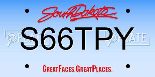 S66TPY South Dakota License Plate