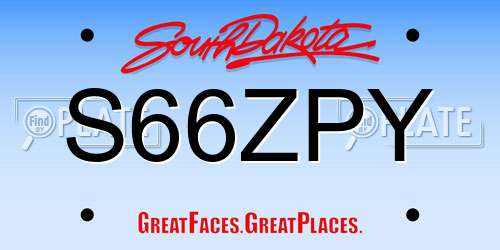S66ZPY South Dakota License Plate