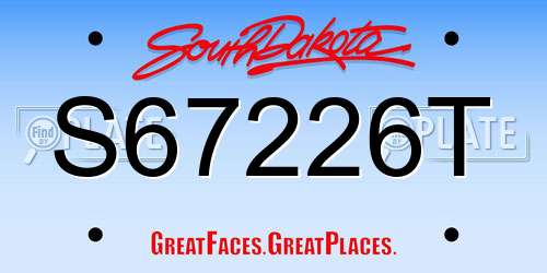 S67226T South Dakota License Plate