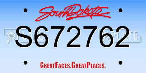 S672762 South Dakota License Plate