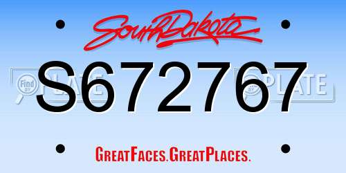 S672767 South Dakota License Plate