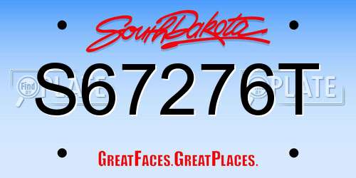 S67276T South Dakota License Plate