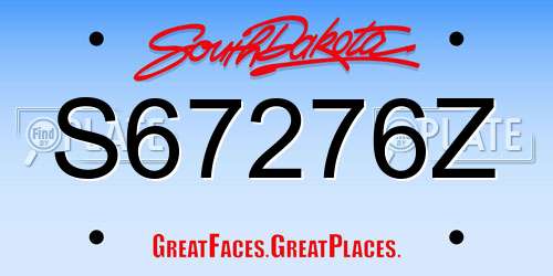 S67276Z South Dakota License Plate
