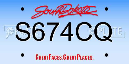 S674CQ South Dakota License Plate