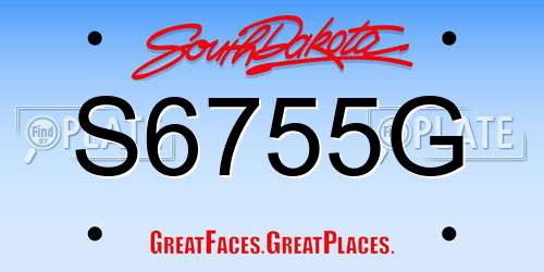 S6755G South Dakota License Plate
