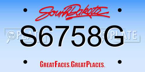 S6758G South Dakota License Plate