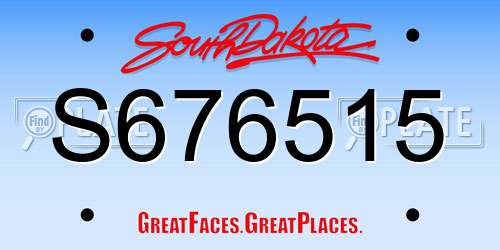 S676515 South Dakota License Plate