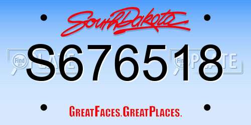 S676518 South Dakota License Plate