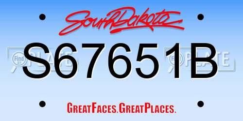 S67651B South Dakota License Plate