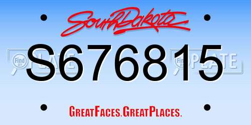 S676815 South Dakota License Plate