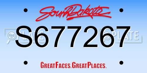 S677267 South Dakota License Plate
