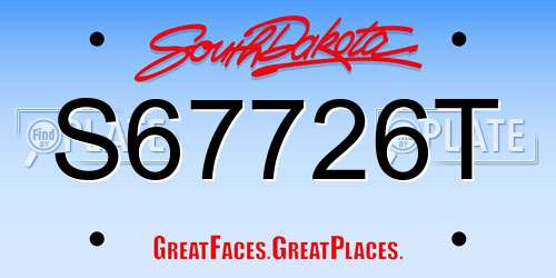 S67726T South Dakota License Plate