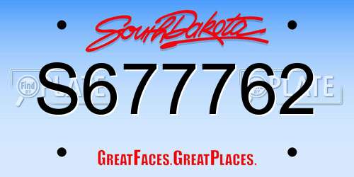 S677762 South Dakota License Plate