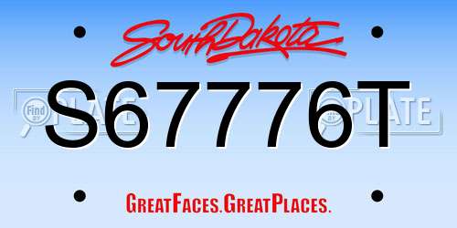 S67776T South Dakota License Plate