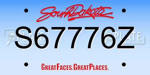 S67776Z South Dakota License Plate